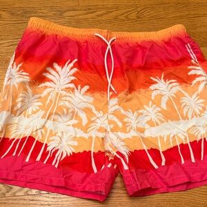 Tropical Sunset Shorts Swimsuit Material Liner Cut Out 2XL
